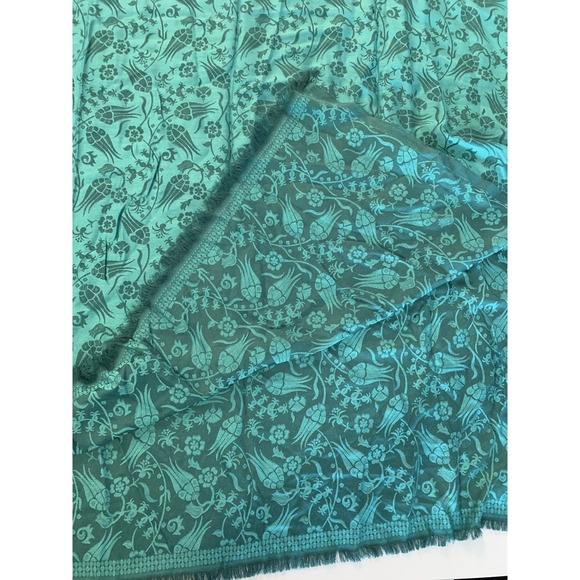 100% Green Prussa Silk Scarf Made In Turkey - Picture 6 of 8